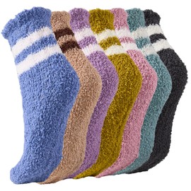 7 Pares Calcetines Lana de Invierno, Calcetines Termicos Mujer, Gruesos Suaves Cómodo Respirable Para Senderismo, Ocio, Trabajo, Calcetines de Punto Cálidos Casual para Hogar, Montañismo