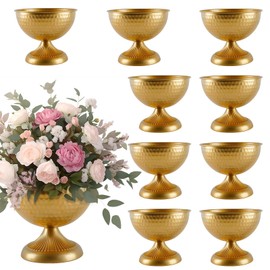 Gold Vases for Wedding Centerpieces, Set of 10 Metal Vase Small Table Centerpiece Flower Stands Wedding Arrangement for Weddings Reception Home Floral Decor Anniversary