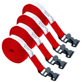 Lashing Strap,1"×12FT Tie Down Straps with Alligator Clip,Adjustable Cargo Straps for Kayak,Cargo,Ladder,Luggage(4PCS,Red)