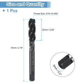 QUARKZMAN Tap Set 5/16-18 UNC H2 Machine Tap, Nitrided Coated Screw Thread Repair Tool, M2 High Speed Steel (HSS6542)