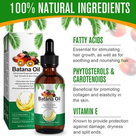 Batana Oil for Hair Growth with Scalp Massager, 100% Natural Batana Oil Organic, Strengthens and Thickens Hair, Nourishes The Scalp, Skin & Face Moisturizer, Stimulates Hair Growth for All Hair Types