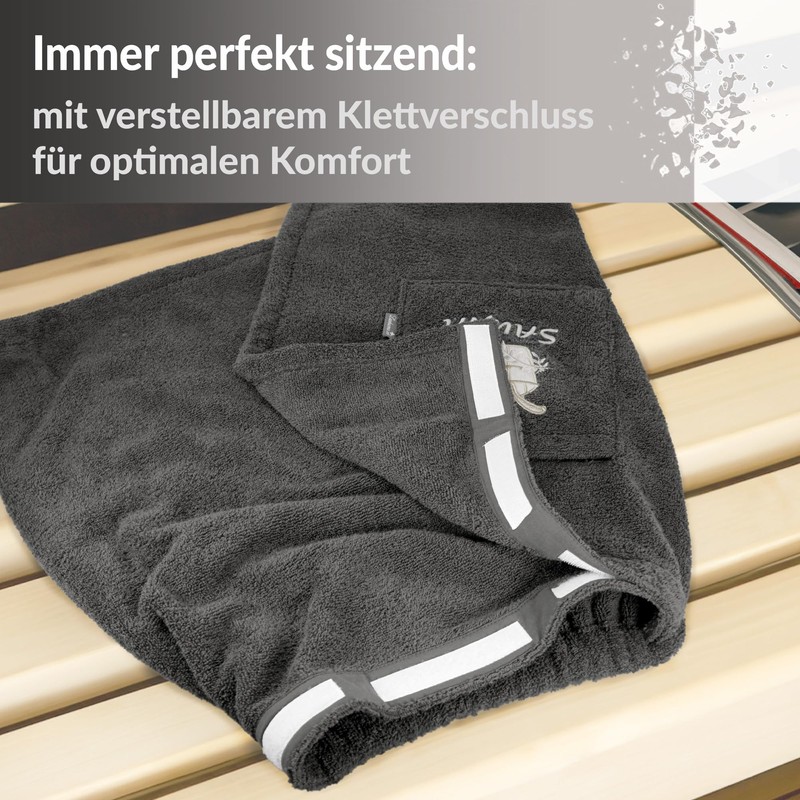 Lashuma Saunakilt Men's Grey Terry Cloth Lillby Sauna Towel with