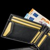 Black/White Leather Card Wallet for Men with RFID Blocker without
