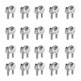 sourcing map 20 Pcs M4 Stainless Steel Wire Rope Clip Clamps, 5/32" Wire Rope U-Bolt Cable Clamps Saddle Fastener for Wire Rope Rigging Tent Rope Guardrail System