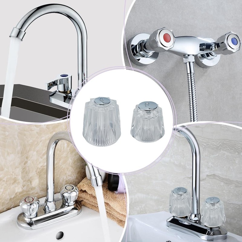 GOMAKERER 4 Pcs 2 Sizes Shower Faucet Handle Replacement, Bathroom