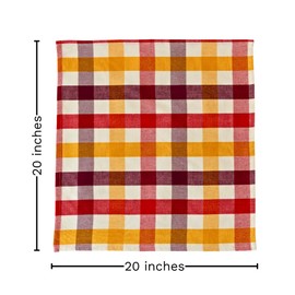 Thanksgiving Cloth Dinner Napkins - 12 Pack, 20"x20", 100% Cotton Fall Decor Dinner Napkins - Mitered Corners, Reusable Harvest Season Theme Napkins for Thanksgiving Dinner - Checkered Plaid (12 Pack)
