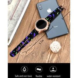 20mm Silicone Sport Bands Compatible with Galaxy Watch 6/Watch 5/Galaxy Watch 4 40mm 44mm/Classic 42mm 46mm/Watch 3 41mm, Active 2 Watch Bands,Cute Replacement Strap for Women(purple green bat)