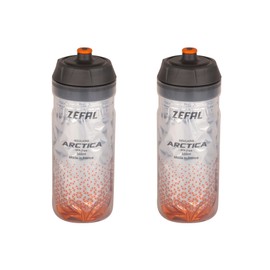 ZEFAL Pack Arctica 55 - Double Pack Bicycle Bottles 550 ml - Isothermal Bicycle Bottle - Odourless and Waterproof - BPA-Free Sports Bottle, Silver/Orange