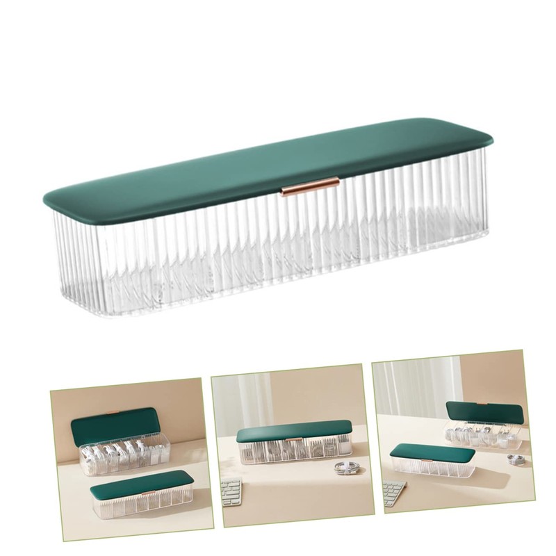 TEHAUX Cable Management Box with Cover Multi Grid Cable Storage