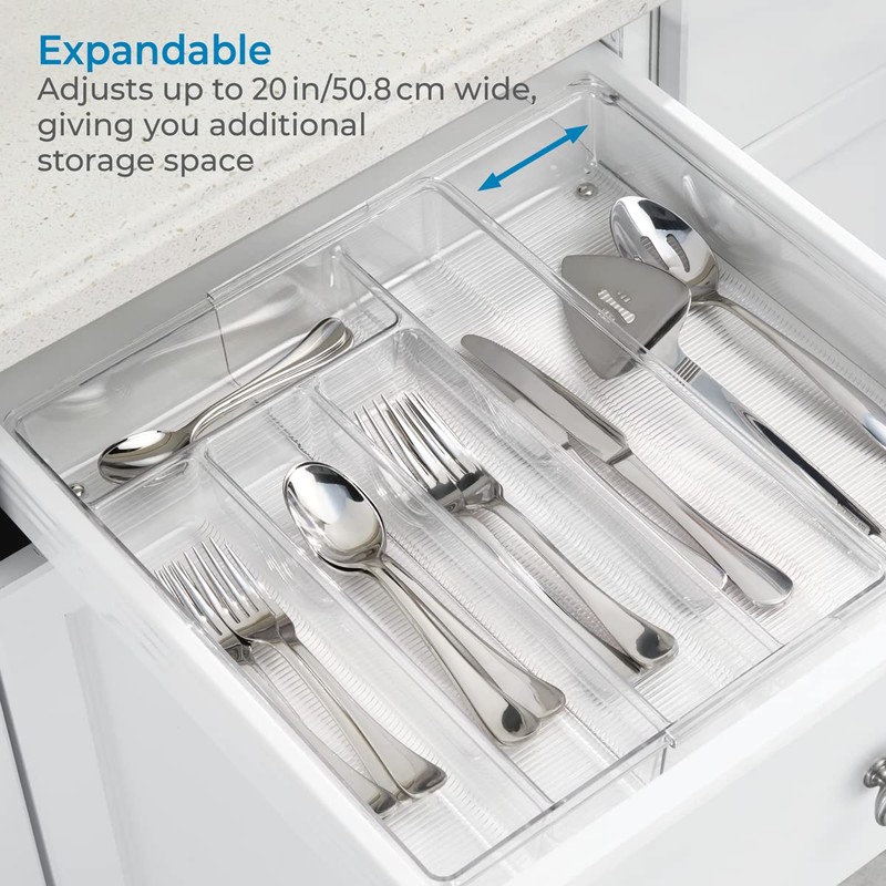 iDesign Linus Expandable Kitchen Drawer Organizer for Silverware, Spatulas, Gadgets