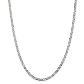 Chain Necklace White Sterling Silver Curb Pave 16 in 4 mm 4mm