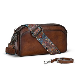 Iswee Small Leather Crossbody Bags for Women Handbags and Purses Satchel Bags Shoulder Bag Tote Cross Body Boho Strap Hobo Pocketbooks with Two Straps (Coffee)