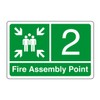Fire assembly point "2" - safety sign - 1.2mm Rigid