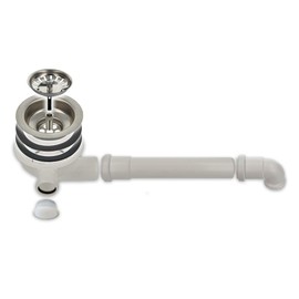 tecuro Sink Strainer Basket Valve Diameter 114 mm (3 1/2 Inch) with Space-Saving Outlet and GA