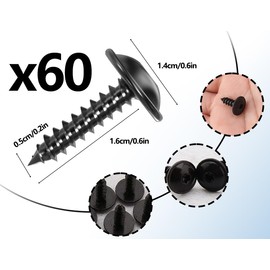 KAPSING Pack of 60 self-tapping screws M5 x 16 mm, self-tapping screws for car mudguards, bumper, wheel arches, grille, chassis, black self-tapping screws
