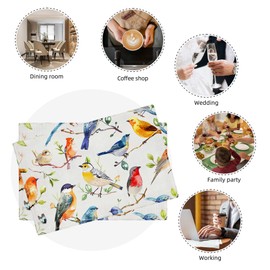 Birds Placemats Set of 6 Spring Summer Birds on Branches Watercolor Table Mats Washable Place Mats for Home Party Kitchen Indoor Outdoor Restaurants 12''x18''