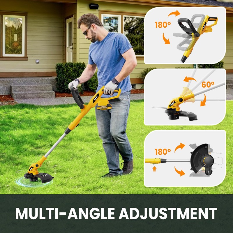 EWORK 20V 12-Inch Electric String Trimmer Cordless, 2.0Ah Battery Powered