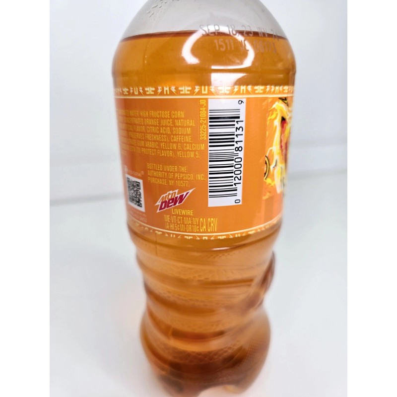Mountain Dew Livewire Full 20oz Sealed Bottle Orange - Sept