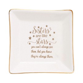 Rafaelle Ceramic Jewelry Tray, Ring Dish Jewelry Tray, Best Friends, Mom, Sister, Coworker Birthday Mother's Day Christmas Gift for Women - Inspirational Gifts (Sister Tray, 4.13 x 4.13 x 0.8in)