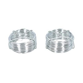 Galvanised Wire Roll Hanging Pictures Garden Wire 2pc Set 80 Metres x 0.6mm