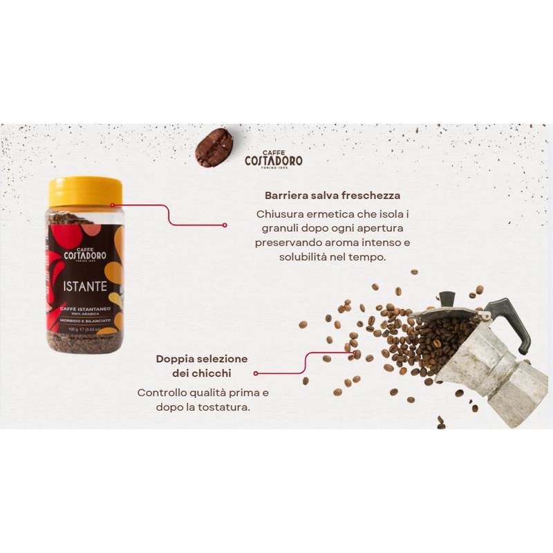 Costadoro Caffè Solubile, 1 Barattolo da 100g di Caffè Liofilizzato,