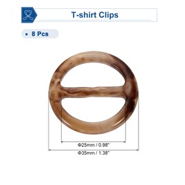 uxcell 8 Pcs T-shirt Clips, 35mm(1-3/8") Round Resin Silk Scarf Ring Clip Clothes Knotting Buckle Ring Wrap Holder for Women Scarf, Loose T-shirt, Brown