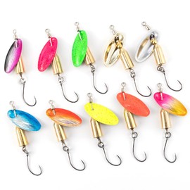 Dr.Fish 10 Pack Fishing Spinner Trout Spinner Spinnerbait Trout Lures Kits Inline Spinner Blades Bass Crappie Salmon Spinner Panfish Walleye Lures Spinners Freshwater Stream 1/4oz