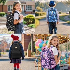 MOONBABY School Backpacks for Girls Kids Bookbag with Pencil Case for Elementary Primary Middle School, Purple