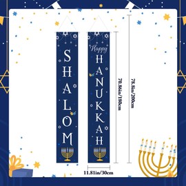 HOMDAILY Hanukkah Decorations, Chanukah Door Decoration Banner, Blue Hanukah Banners, Hanukkah Hanging Sign for Home Outdoor Indoor Wall Front Door Decor