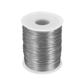 HARFINGTON Metallic Cord 1.5mm 109 Yards Metallic Ornament String Durable Tinsel Rope Thread for Crafts Gift Wrapping Christmas Decoration Hanging Tags Sewing Gift Decoration, Silver