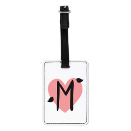 Gift Base Letter M Heart Alphabet Visual Luggage Tag with Black Strap