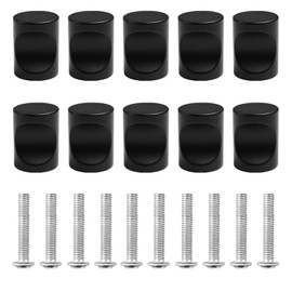 Matt Black Drawer Knob, 10 Pieces Chest of Drawers Drawer Knobs Set, Drawer Handles, Furniture Handle, Modern with Round Plate Top with Screws for Cabinets Chest of Drawers