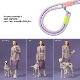Maogoublue Dog Leash Slip Lead Reflective Heavy Duty Rope Leash with Comfortable Foam Handles Anti-Choking No Pull Training Lead Leashes for Large Dogs or Medium Dogs. | Marshmallow Plus |