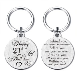 Laluminter 21 Year Old Birthday Gifts for Women Men - Happy 21st Birthday Keychain Party Favors Decorations for Her Him Girls