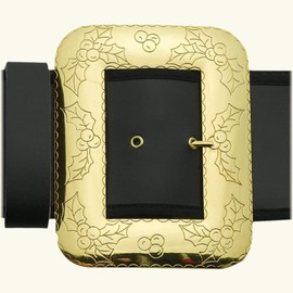 Halco Santa Belt with Decorative Cast Buckle Size XL 56-64 Black 3.5" Wide Naugahyde Gilt Buckle Prong 6 Eyelets Deluxe Quality
