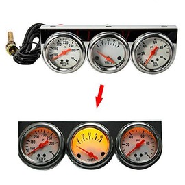 MASO 2'' Inch 52mm Oil Temp Oil Pressure Volts Triple Gauge 3in1 Kit White