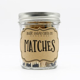 Black Tip Matches In A Glass Jar W/Striker Paper, Matches, Decorative Matches, Matches In A Bottle, Colored Tip Matches, Bottled Matchsticks, Candle Accessories