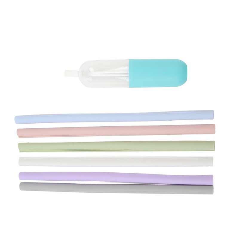 6PCS Openable Straws Silicone 9.8in Snap Washable Reusable Easy to