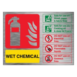 V Safety Wet Chemical Extinguisher - Landscape 200 x 150 mm - 1.6mm Aluminium Effect Rigid Plastic Safety Sign