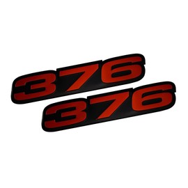 VMS RACING 2X (Pair/Set) 376 RED on Black Highly Polished Aluminum Emblems