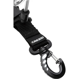 Cressi Laynyard with Clip Snap - Elastic Spiral Cable for Diving and Water Activities, Unisex, Black/Transparent, 2 Carabiners, Unisex