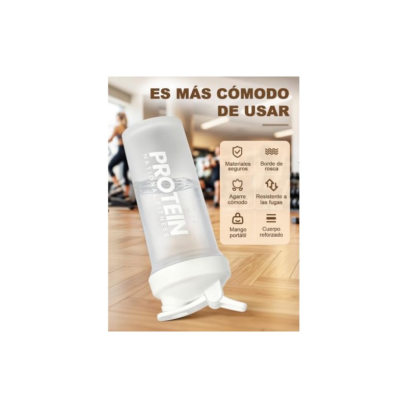 2 Piezas Botella para Proteina de Coctelera, 600ml Vaso para