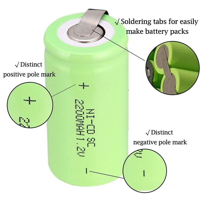 Odstore Ni-Cd Rechargeable Battery Sub C SC Batteries, 1.2V 2200