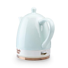 Pinky Up Noelle 1.5 L Ceramic Electric Tea Kettle, Mint, Rose Gold, Gooseneck Spout, Cordless Design