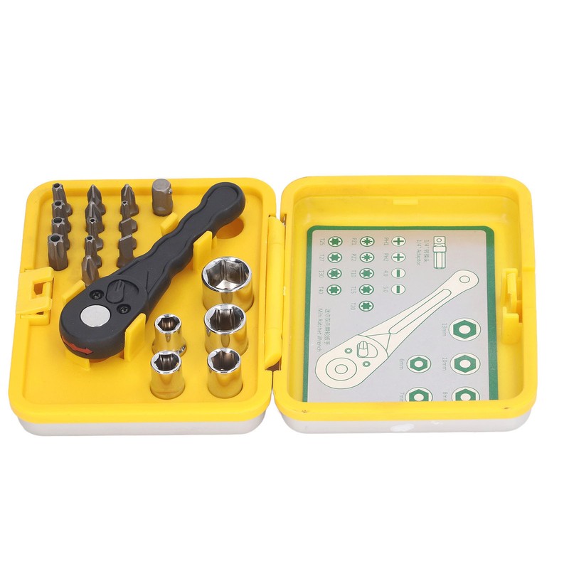 20Pcs Socket Wrench Screwdriver Set Ratchet Bit Tool Box Multifunctional