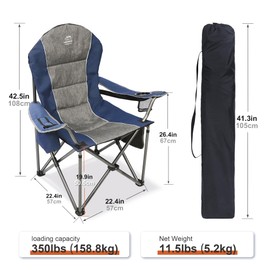 LANMOUNTAIN Camping Chairs for Adults,High Back Folding Camp Chair with Cup Holder and Cooler Bag,Heavy Duty Outdoor Lawn Chairs,Perfect for Camping,Hiking,Picnics,and Beach Trips,Blue