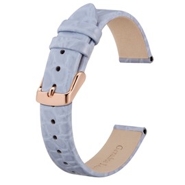 BISONSTRAP Leather Watch Straps, Soft Replacement Straps with Polished Buckle, 8 mm, 10 mm, 12 mm, 14 mm, 16 mm, 18 mm, 19 mm, 20 mm, Light purple with rose gold buckle, Strap.