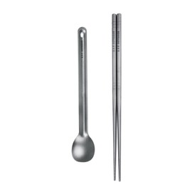 A.S.F. OUTDOOR Titanium Cutlery Set (Chopsticks, Long Spoon)