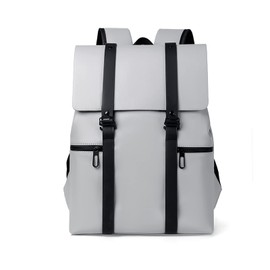 FANDARE Men Laptop Backpack Business Daypack Boy College School Bag Waterproof PU Leather Rucksack Teacher Travel Bags Lightweight School Bag for College Sports Stylish Bookbag White