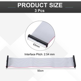 MECCANIXITY 3 Pcs IDC Flat Ribbon Cable, 2.54mm Pitch 63mm Width 50cm Long 50 Pin FC to FC Flat Ribbon Connector Jumper Wire for PC, LED Displays